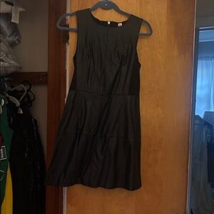 NWT Faux Leather Elegant Black Sleeveless Dress